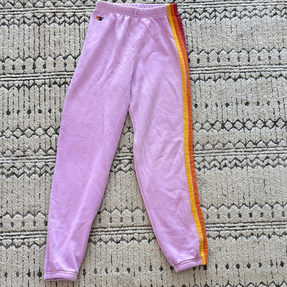 Aviator Nation Kids Purple Joggers with Multicolor Stripe